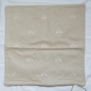 Bee Embroidered Decorative Pillow - Flax - 18 x 18